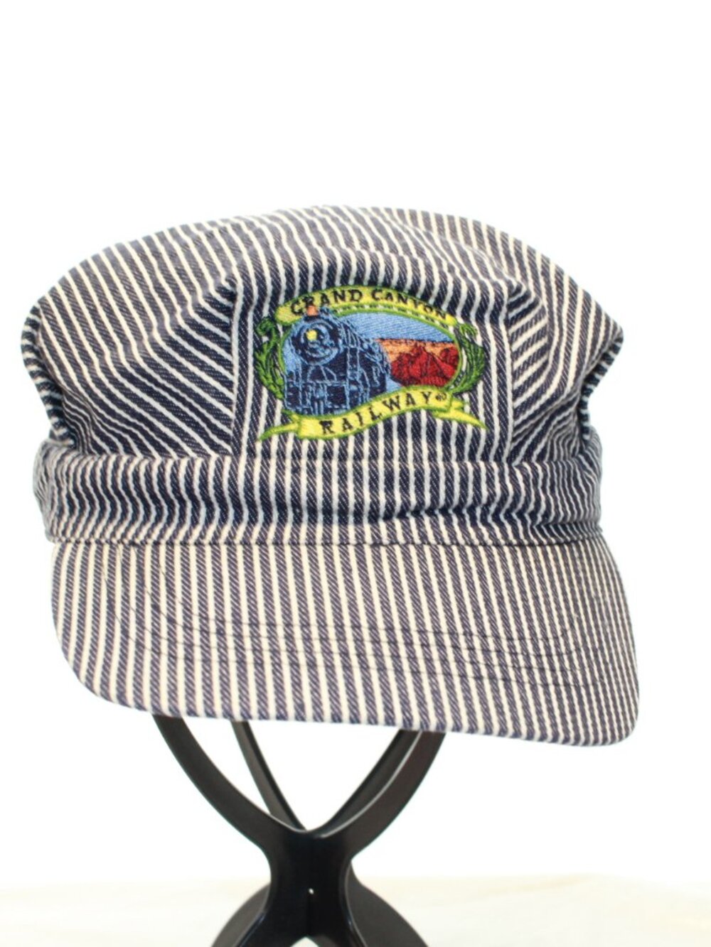 Grand Canyon Railway Blue White Hickory Stripe Snapback Train Engineer Hat